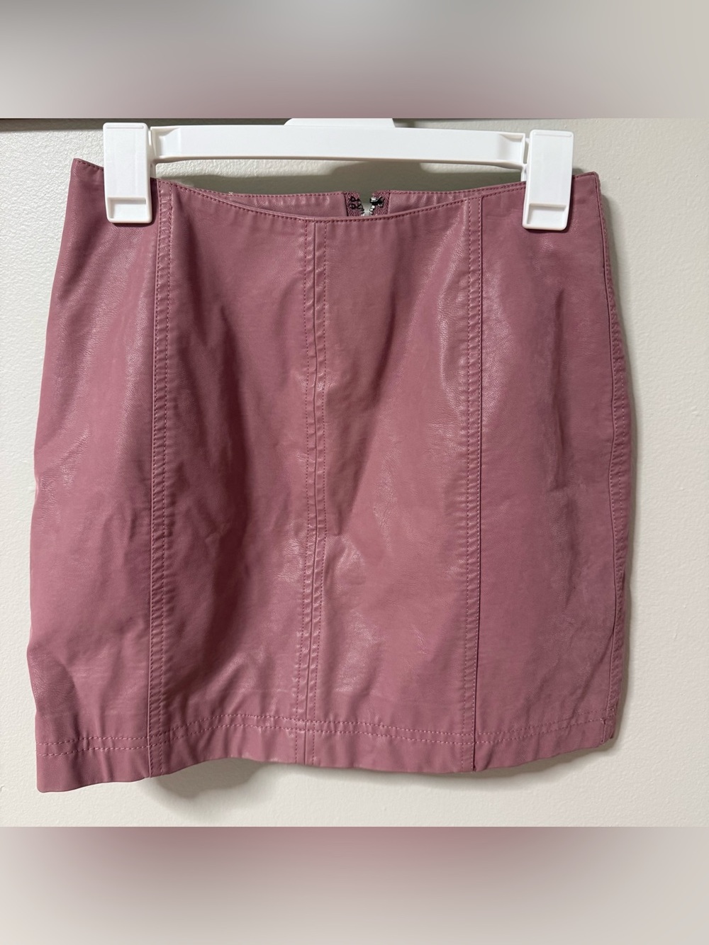 Free People Modern Femme Womens Mini Skirt Size 4 Faux Leather Mauve Pink  Lined